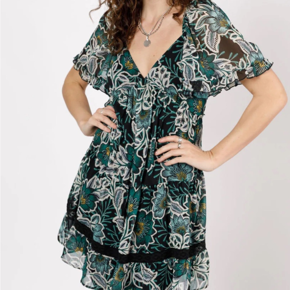 Band of the Free MAISIE EMERALD FLORAL MINI DRESS